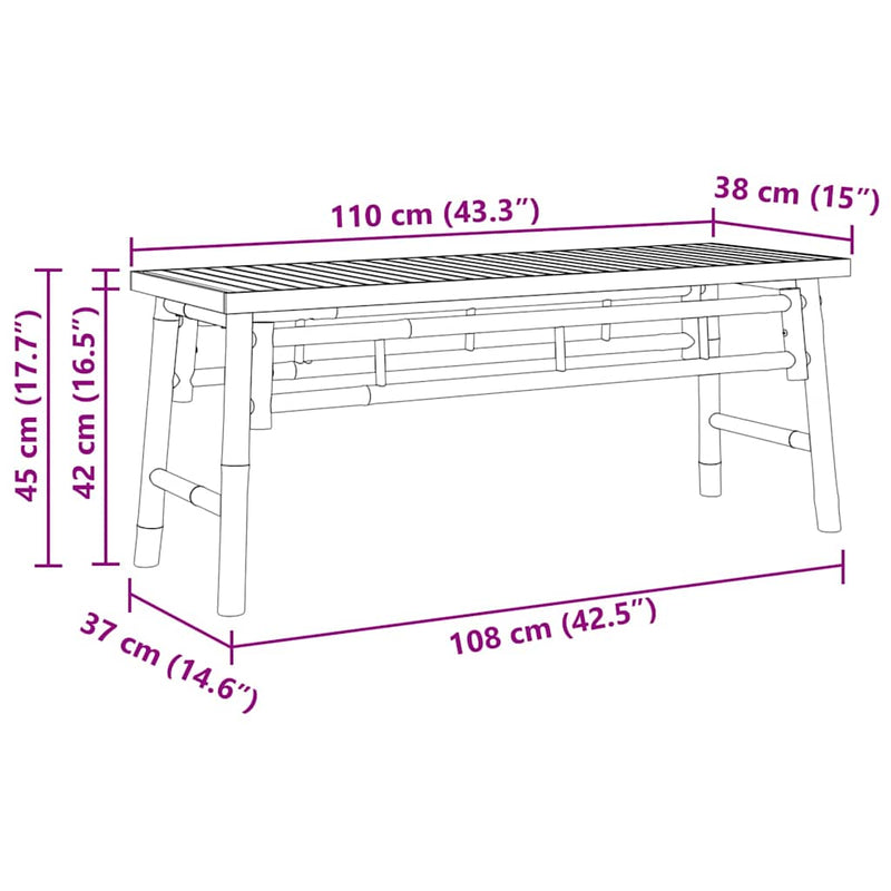 vidaXL Pad Barna 110 x 38 x 45 cm bambusz