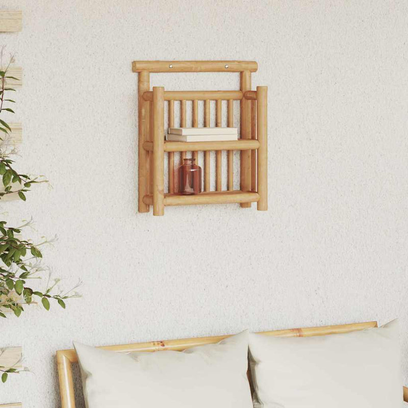 vidaXL Falpolc polcokkal tárolóval Barna 40 x 13 x 44 cm bambusz