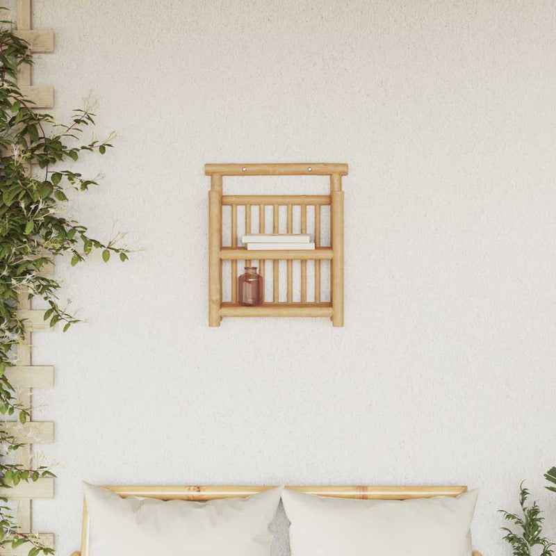vidaXL Falpolc polcokkal tárolóval Barna 40 x 13 x 44 cm bambusz