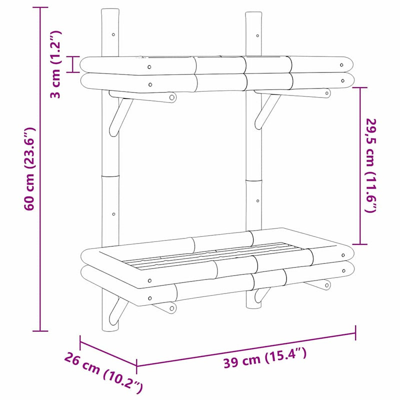 vidaXL Falifiók polcokkal tárolóval Barna 45 x 26 x 60 cm bambusz