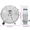 vidaXL Dobventilátor kerékkel Ezüst 79 x 37 x 82 cm Alumínium