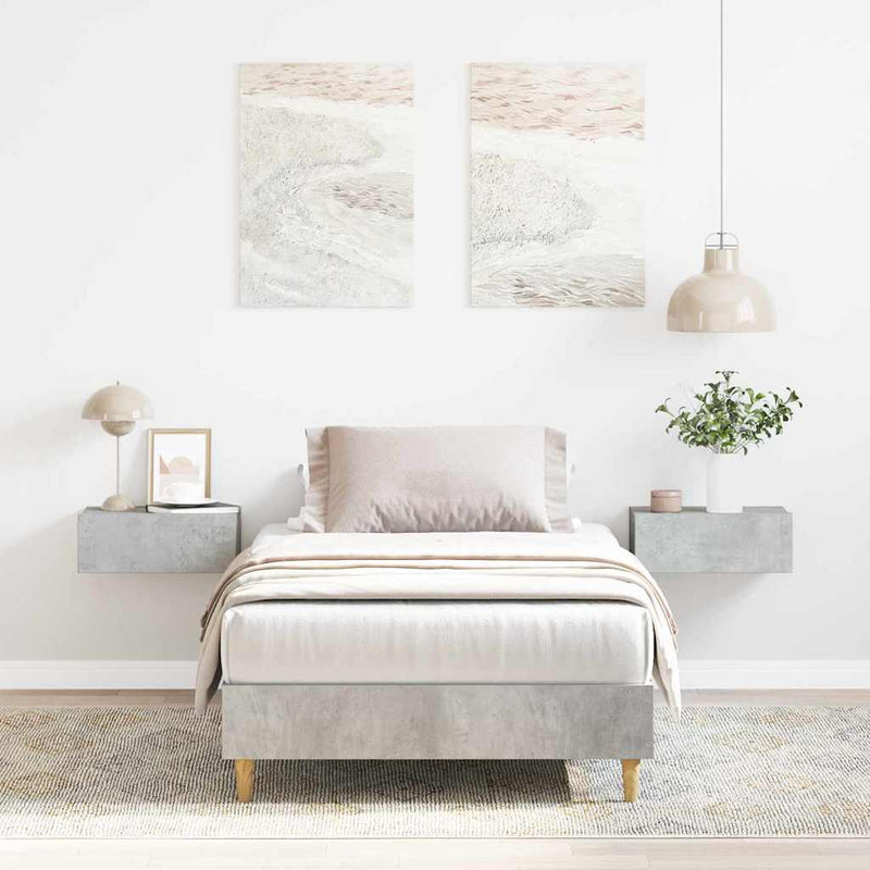vidaXL Ágykeret Beton szürke 90 x 200 cm Faanyag