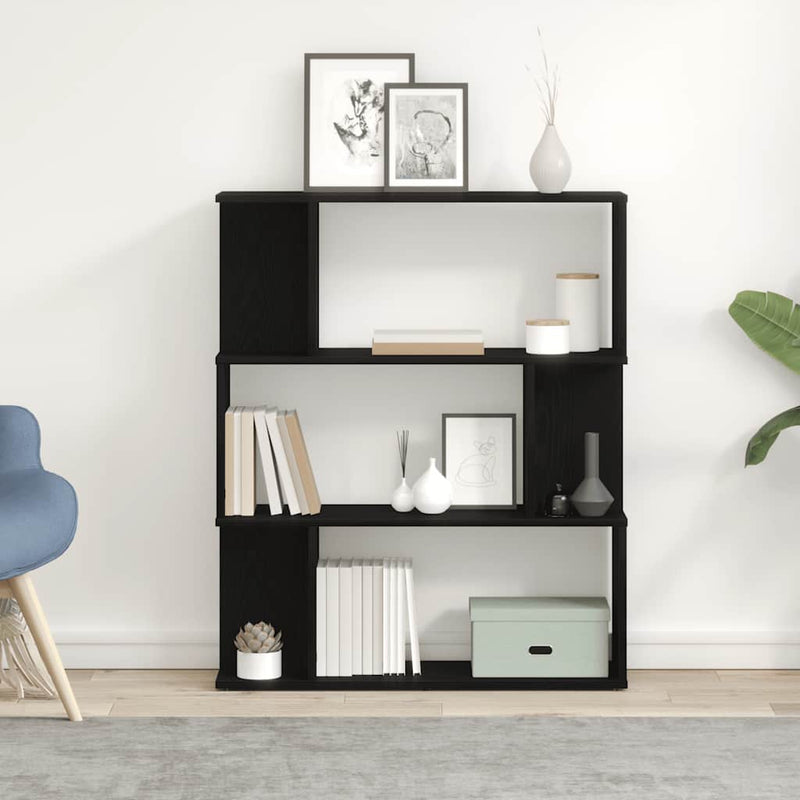 vidaXL fekete tölgy szerelt fa könyvespolc 80x24x96 cm