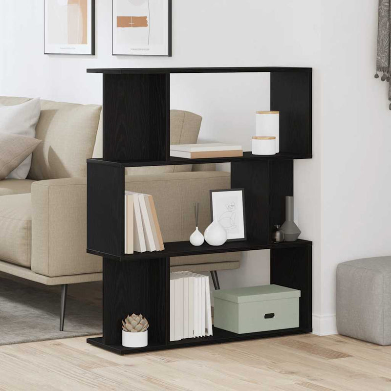 vidaXL fekete tölgy szerelt fa könyvespolc 80x24x96 cm