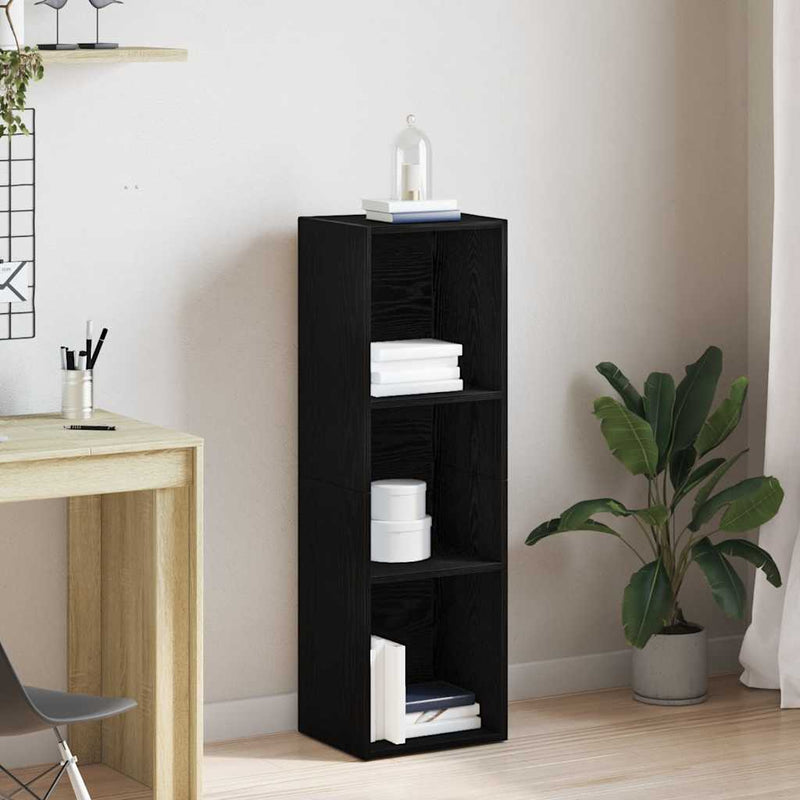 vidaXL fekete tölgy szerelt fa könyvespolc 36x30x114 cm