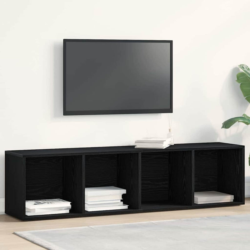 vidaXL fekete tölgy szerelt fa könyvespolc 36x30x143 cm