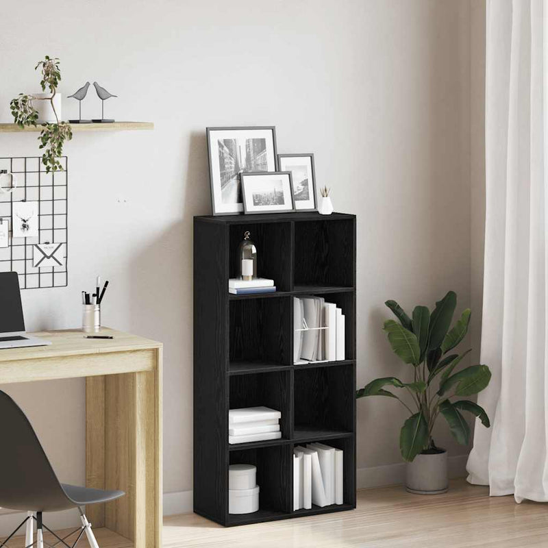vidaXL fekete tölgy szerelt fa könyvespolc 66x30x130 cm