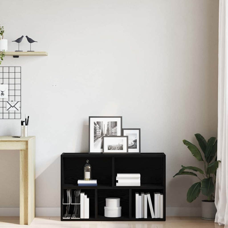 vidaXL fekete tölgy szerelt fa könyvespolc 50x25x80 cm