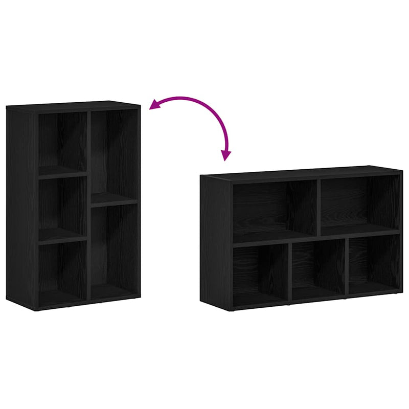 vidaXL fekete tölgy szerelt fa könyvespolc 50x25x80 cm