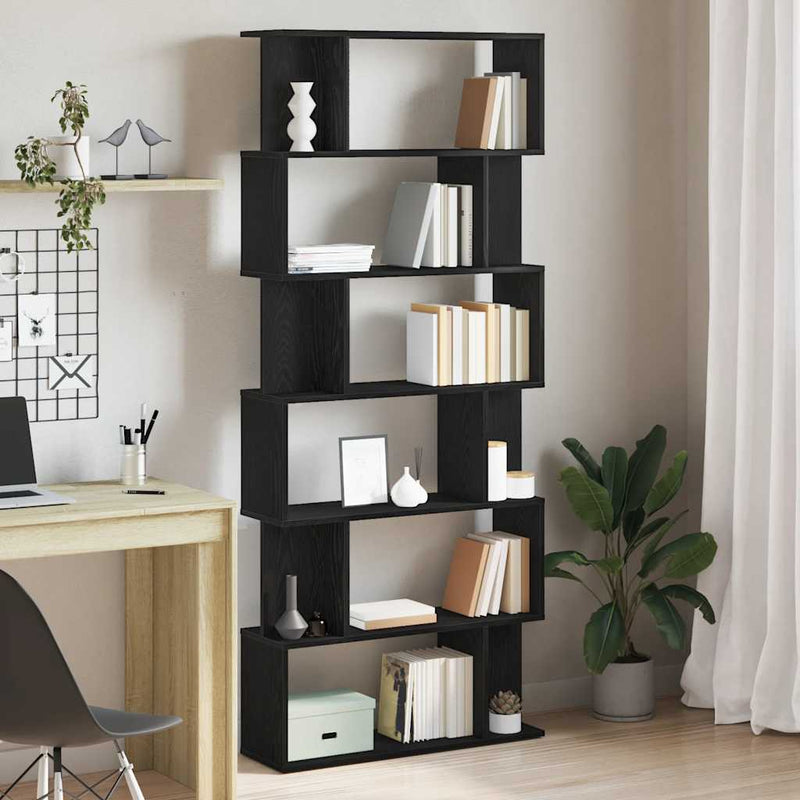 vidaXL fekete tölgy szerelt fa könyvespolc 80x24x190,5 cm