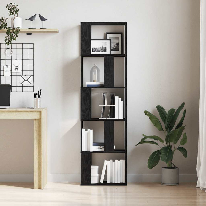 vidaXL fekete tölgy szerelt fa könyvszekrény/szobaosztó 45x24x159 cm
