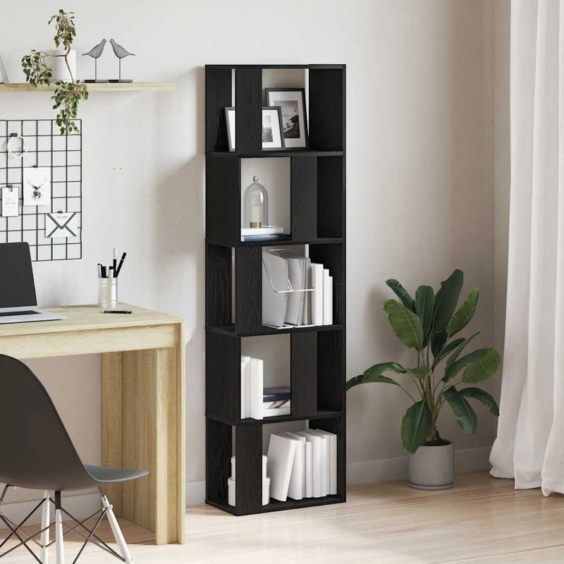 vidaXL fekete tölgy szerelt fa könyvszekrény/szobaosztó 45x24x159 cm