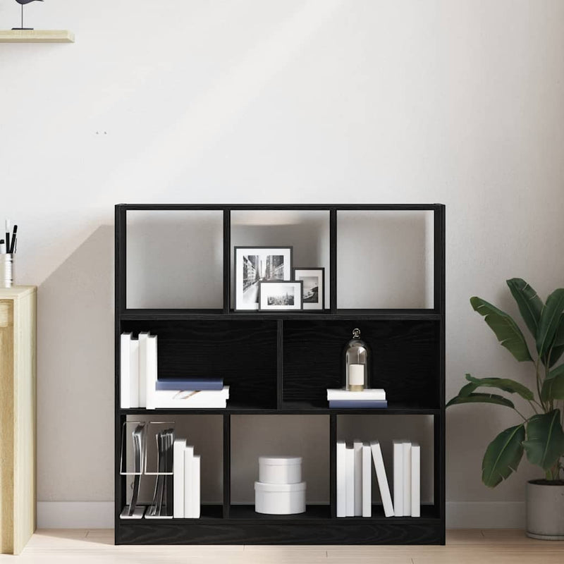 vidaXL fekete tölgy színű szerelt fa könyvszekrény 97,5x29,5x100 cm