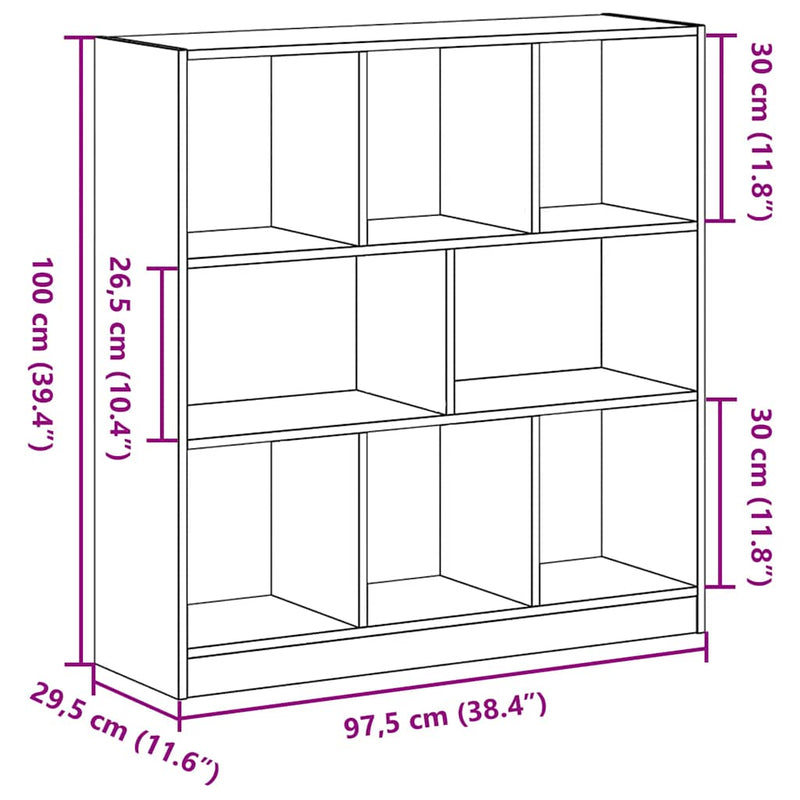 vidaXL fekete tölgy színű szerelt fa könyvszekrény 97,5x29,5x100 cm