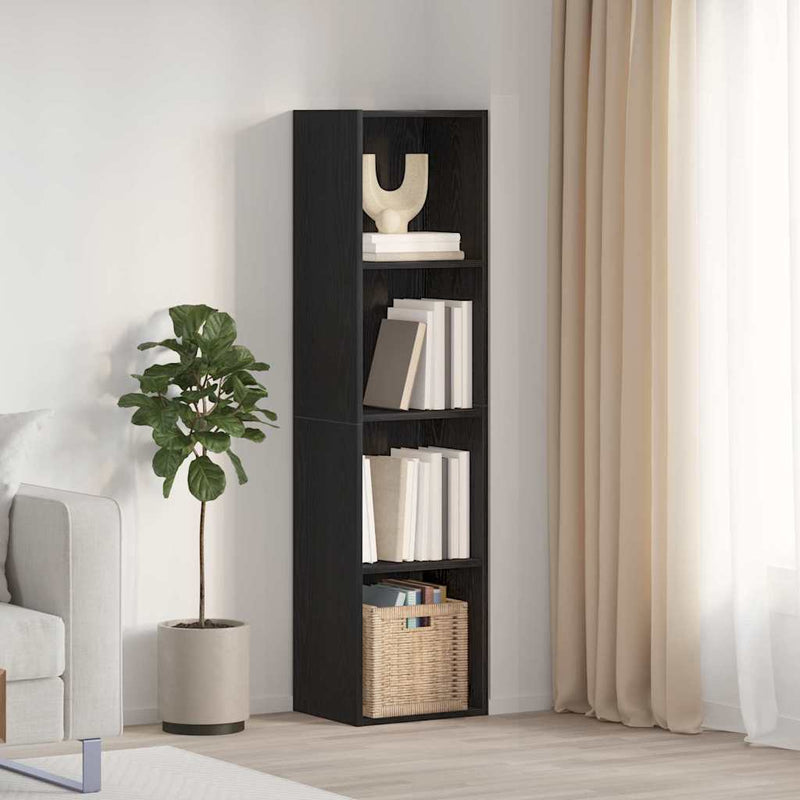 vidaXL fekete tölgy szerelt fa könyvespolc 36x30x143 cm