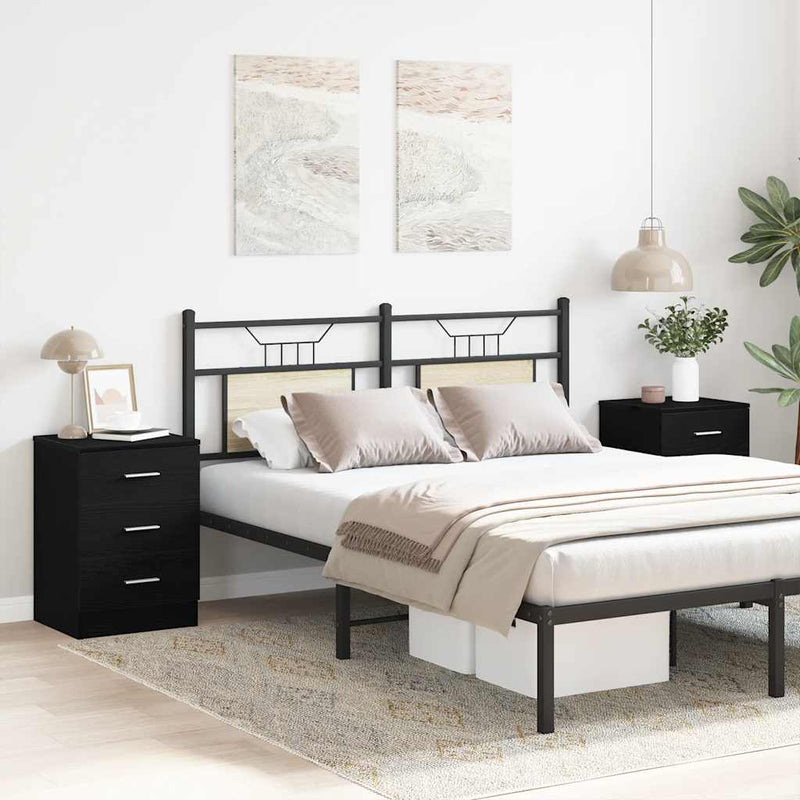 vidaXL 2 db fekete tölgyszínű szerelt fa éjjeliszekrény 38x35x55 cm