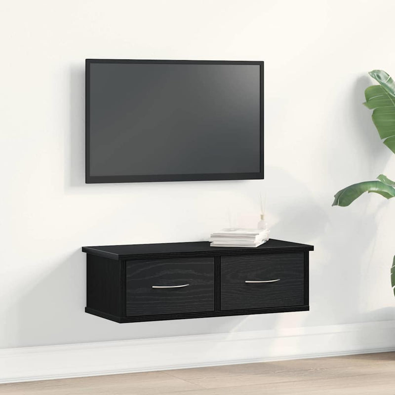 vidaXL Fali Szekrény fiókkal Fekete tölgy 60 x 26 x 18,5 cm Faanyag