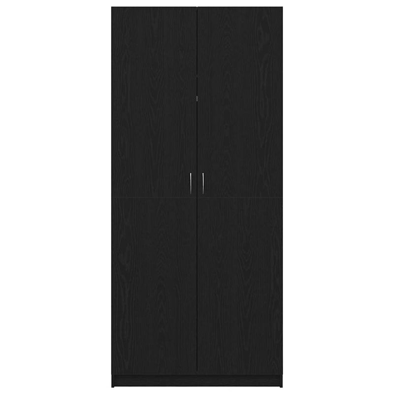 vidaXL Ruhásszekrény tárolóval ajtóval Fekete 90 x 52 x 200 cm Faanyag