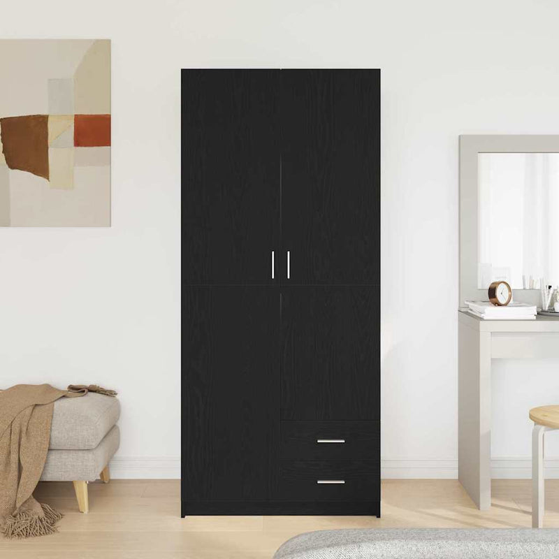 vidaXL Ruhásszekrény fiókkal Musta tammi 80 x 52 x 180 cm Faanyag