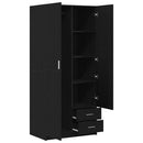 vidaXL Ruhásszekrény fiókkal Fekete tölgy 80 x 52 x 180 cm Faanyag