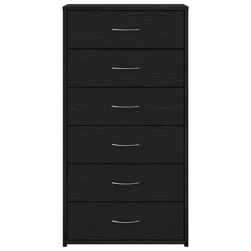 vidaXL fekete tölgy színű szerelt fa komód 6 fiókkal 50 x 34 x 96 cm