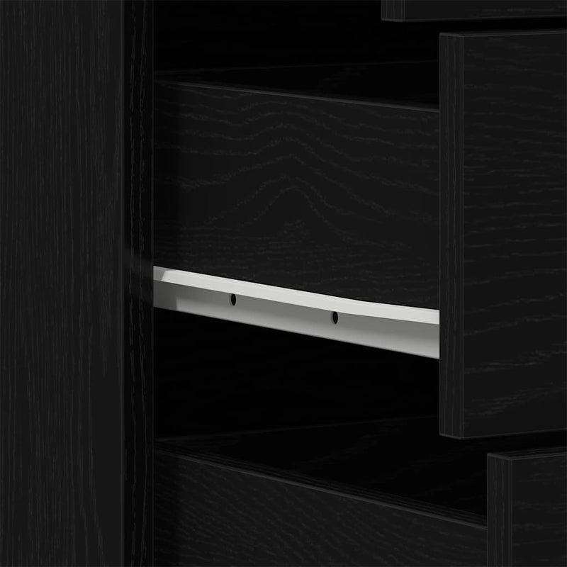 vidaXL fekete tölgy színű szerelt fa komód 6 fiókkal 50 x 34 x 96 cm