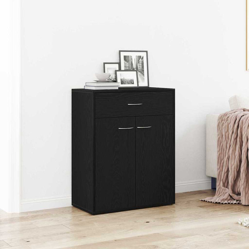 vidaXL Széf fiókkal Fekete 60 x 30 x 75 cm Faanyag