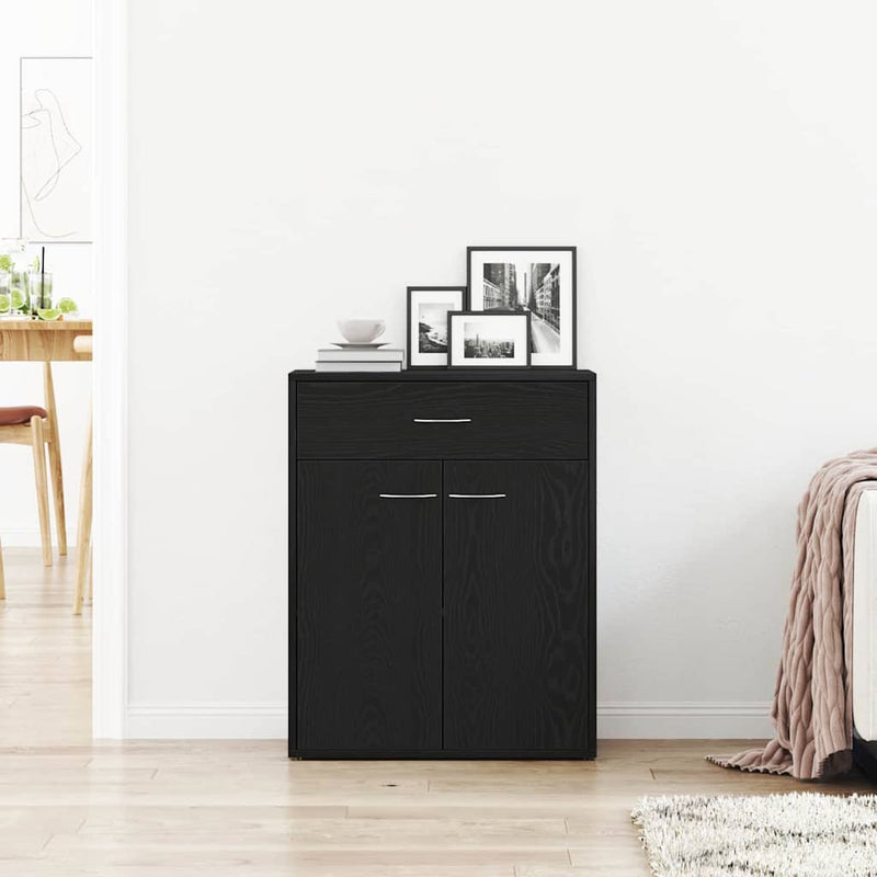 vidaXL Széf fiókkal Fekete 60 x 30 x 75 cm Faanyag