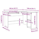 vidaXL Sarokíróasztal Fekete tölgy 120 x 140 x 75 cm Faanyag