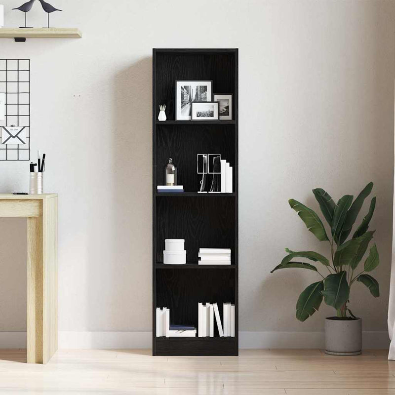 vidaXL fekete tölgy szerelt fa könyvespolc 40x24x143 cm