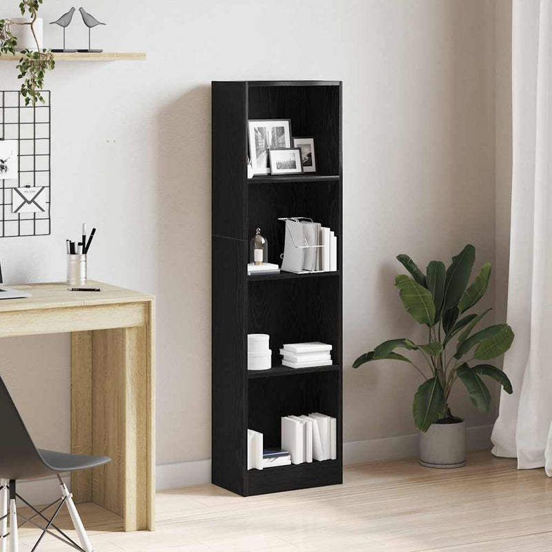 vidaXL fekete tölgy szerelt fa könyvespolc 40x24x143 cm