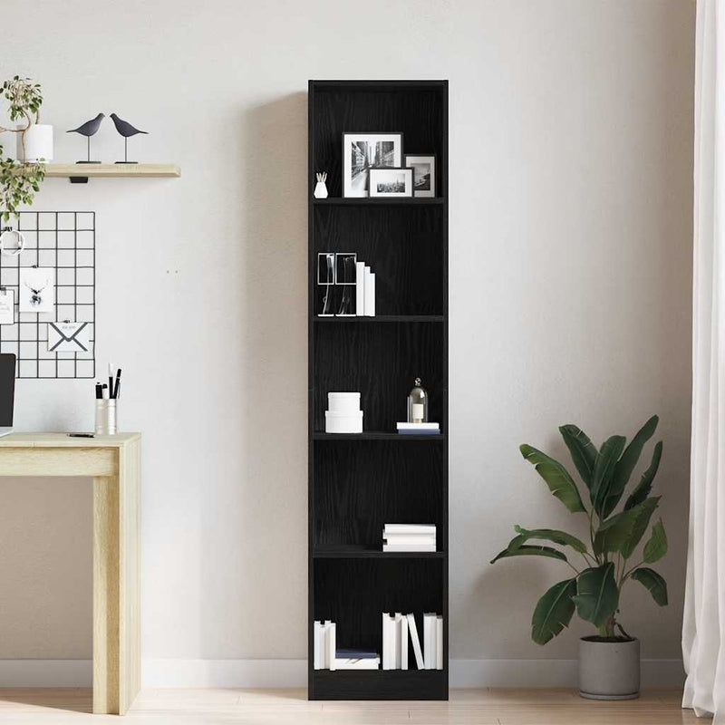 vidaXL fekete tölgy szerelt fa könyvespolc 40x24x176 cm