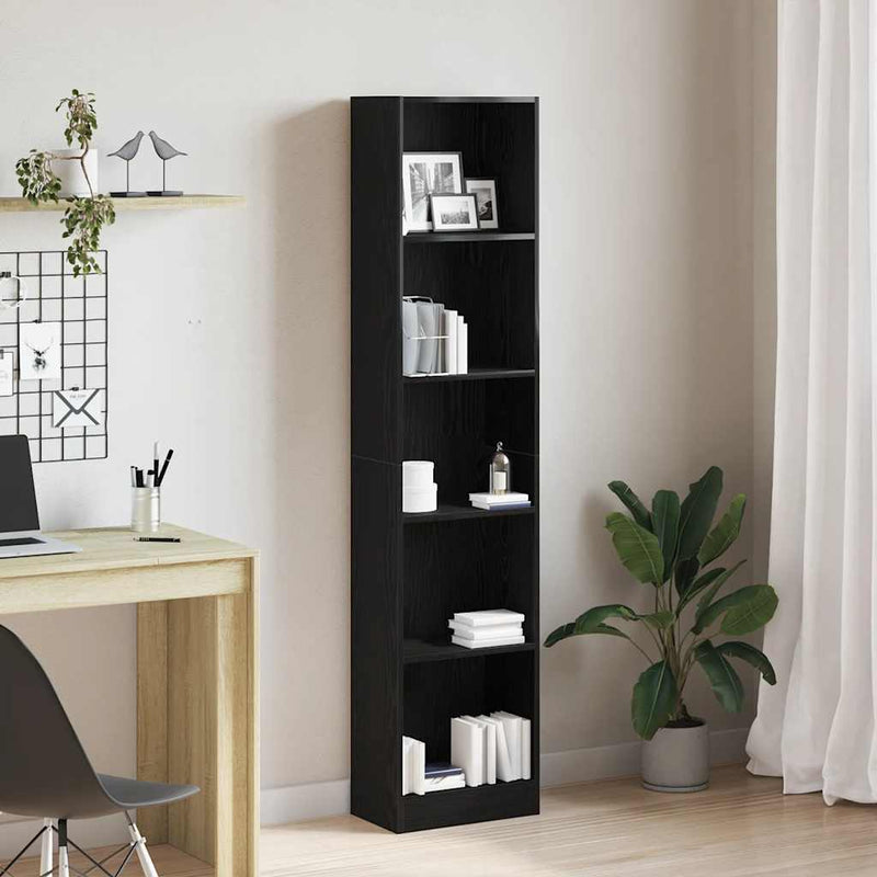 vidaXL fekete tölgy szerelt fa könyvespolc 40x24x176 cm