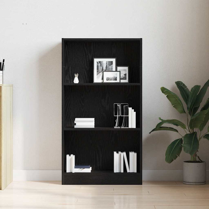 vidaXL fekete tölgy szerelt fa könyvespolc 60x24x109 cm