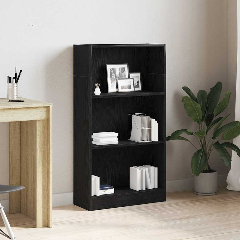 vidaXL fekete tölgy szerelt fa könyvespolc 60x24x109 cm