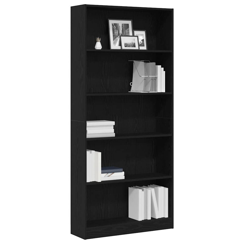 vidaXL fekete tölgy szerelt fa könyvespolc 80x24x176 cm