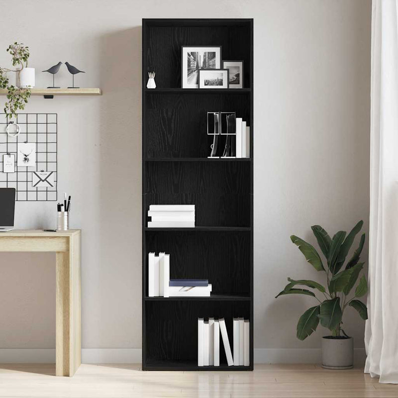 vidaXL fekete tölgy színű szerelt fa könyvespolc 60 x 30 x 189 cm