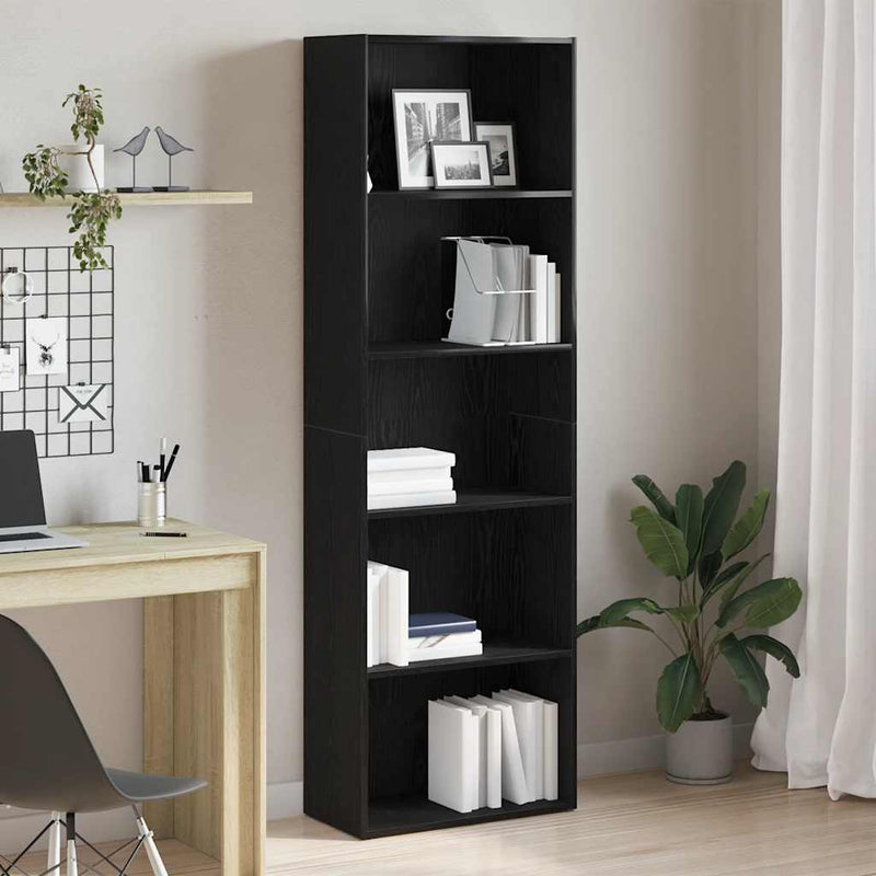 vidaXL fekete tölgy színű szerelt fa könyvespolc 60 x 30 x 189 cm