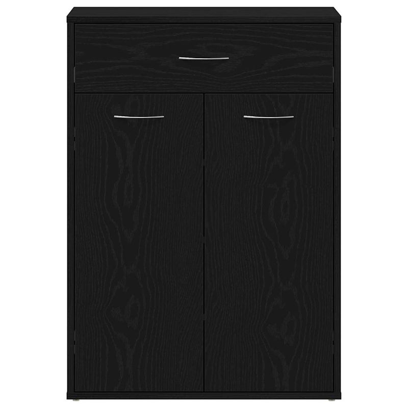 vidaXL Cipőtartó fiókkal ajtóval Fekete tölgy 60 x 35 x 84 cm Faanyag