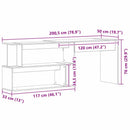 vidaXL Asztal Fekete tölgy 200 x 50 x 76 cm Faanyag