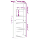 vidaXL Könyvespolc Fekete tölgy 60 x 24 x 176 cm Faanyag