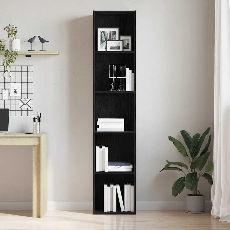 vidaXL fekete tölgyfa könyvesszekrény 40 x 30 x 189 cm