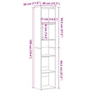 vidaXL fekete tölgyfa könyvesszekrény 40 x 30 x 189 cm