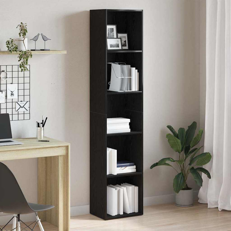 vidaXL fekete tölgyfa könyvesszekrény 40 x 30 x 189 cm
