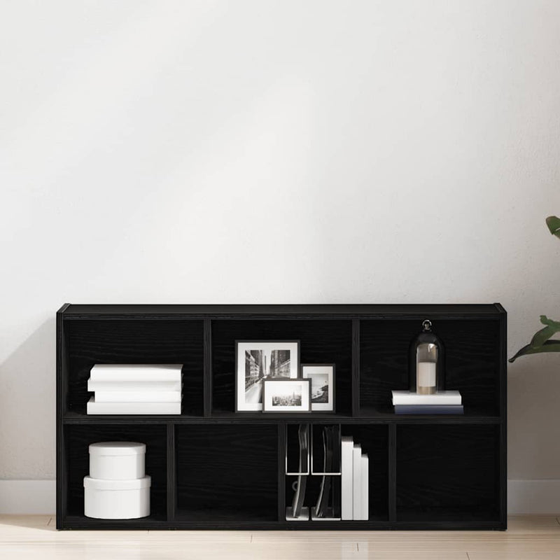 vidaXL fekete tölgy szerelt fa könyvespolc 50x25x104 cm
