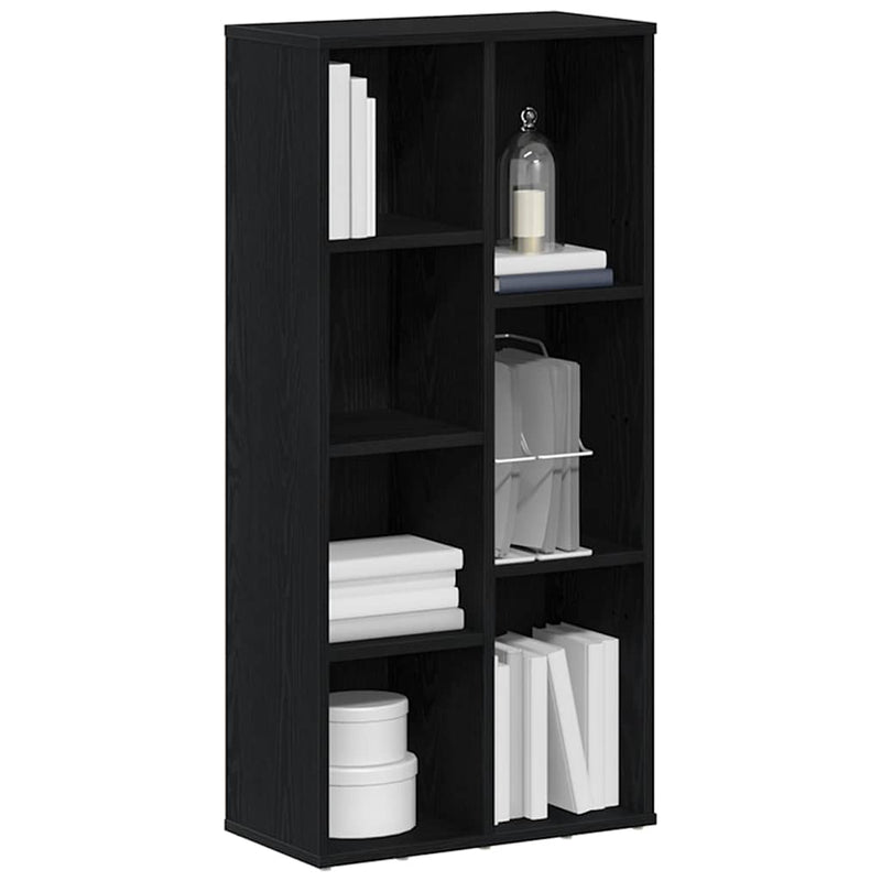 vidaXL fekete tölgy szerelt fa könyvespolc 50x25x104 cm