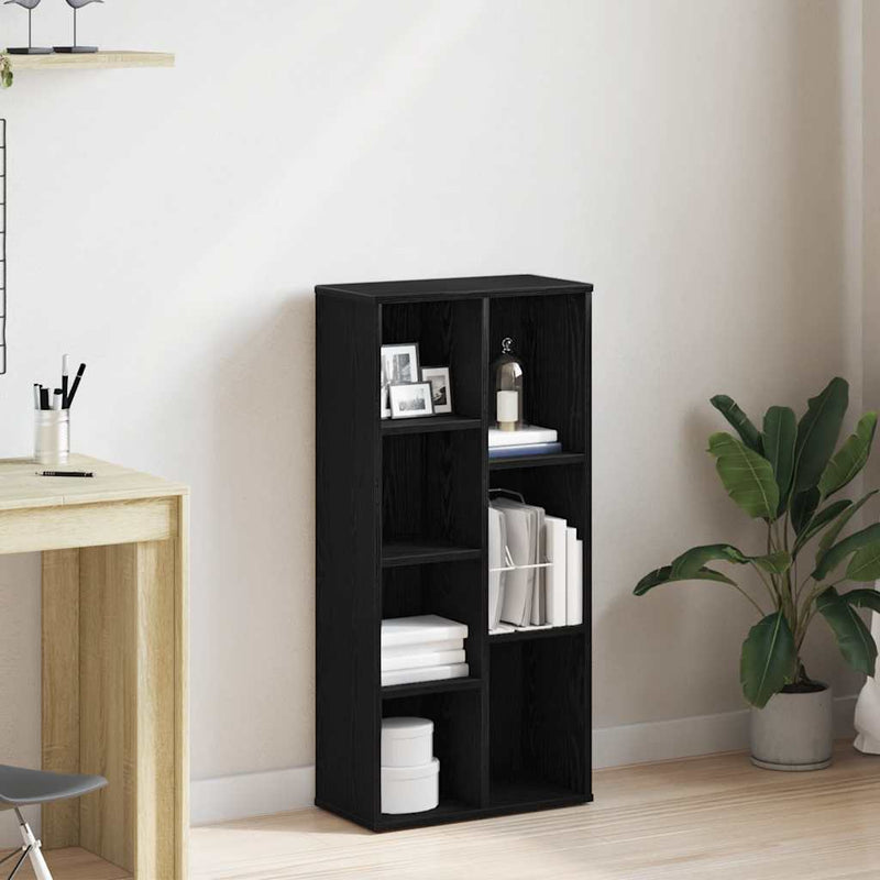 vidaXL fekete tölgy szerelt fa könyvespolc 50x25x104 cm