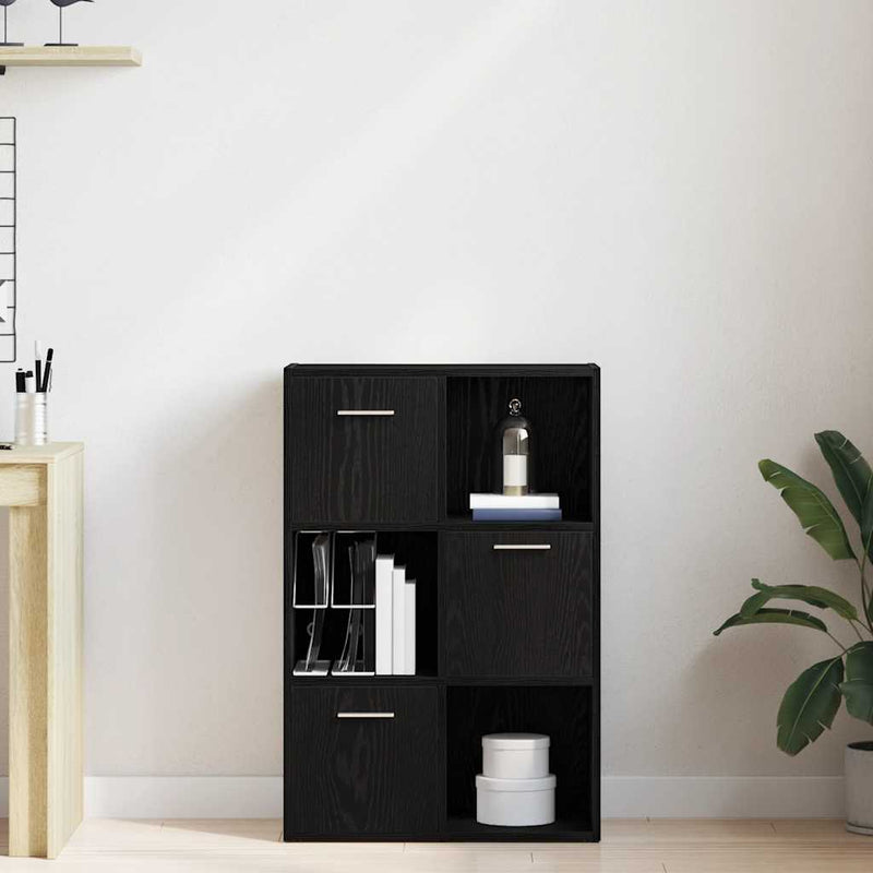 vidaXL fekete tölgy szerelt fa könyvszekrény/szobaosztó 60,5x30x90 cm