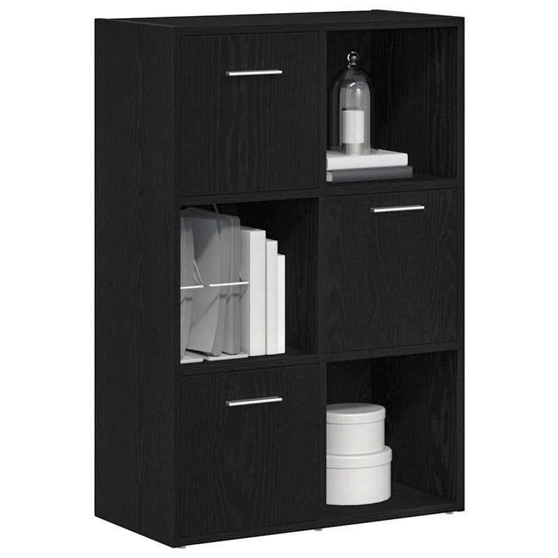 vidaXL fekete tölgy szerelt fa könyvszekrény/szobaosztó 60,5x30x90 cm