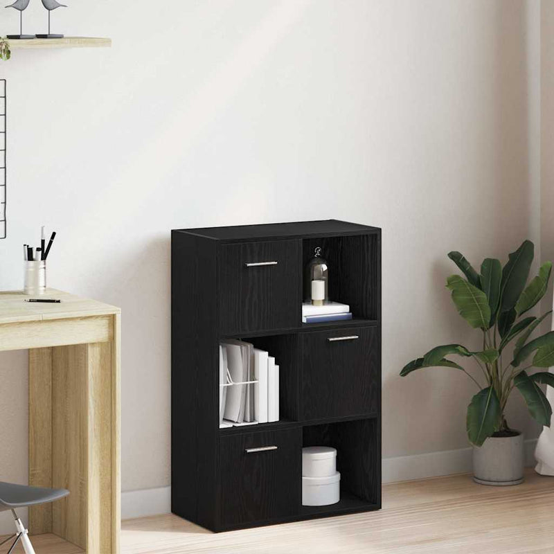vidaXL fekete tölgy szerelt fa könyvszekrény/szobaosztó 60,5x30x90 cm